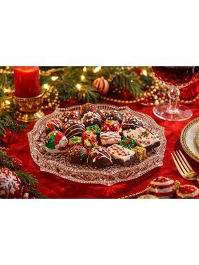 WATERFORD Lead Crystal Holiday 7.5" Scalloped Edge Round Tray NIB